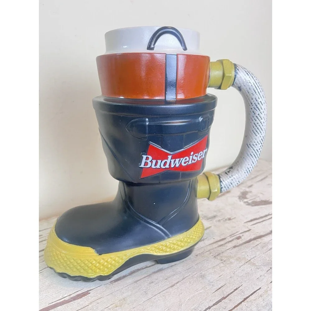 BUDWEISER BEER Stein Mug Fire Fighters Boot Ceramarte First In a Series 1997 Bud